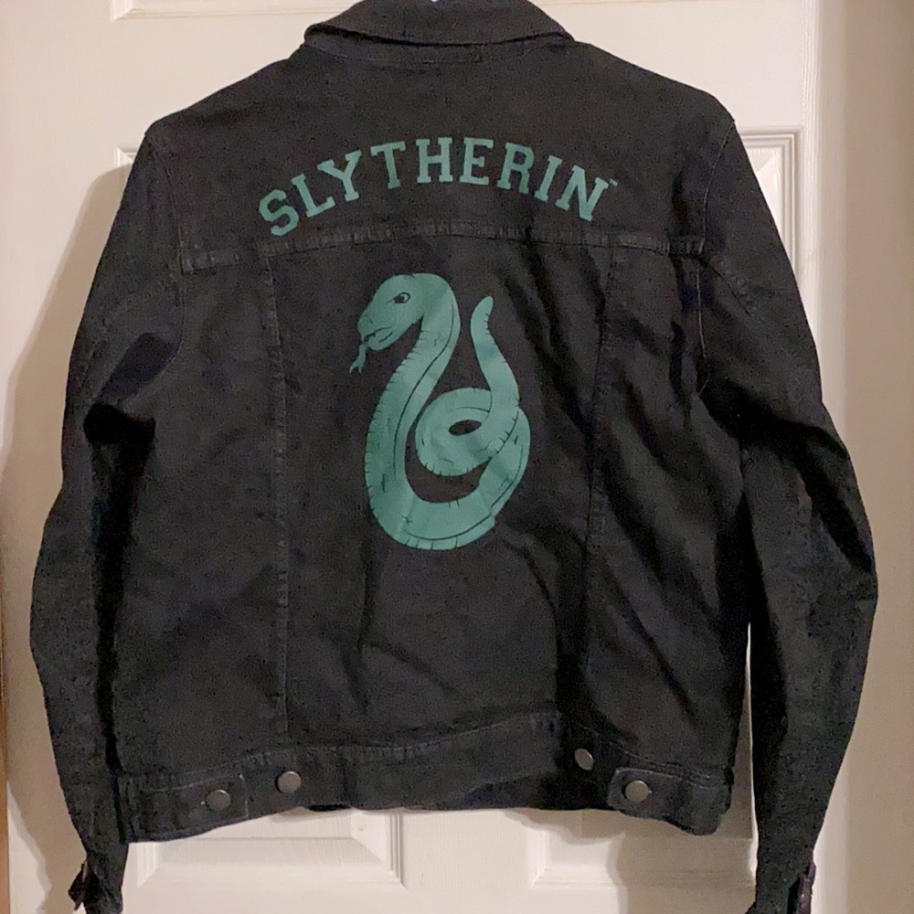 Size Medium Slytherin black denim jacket